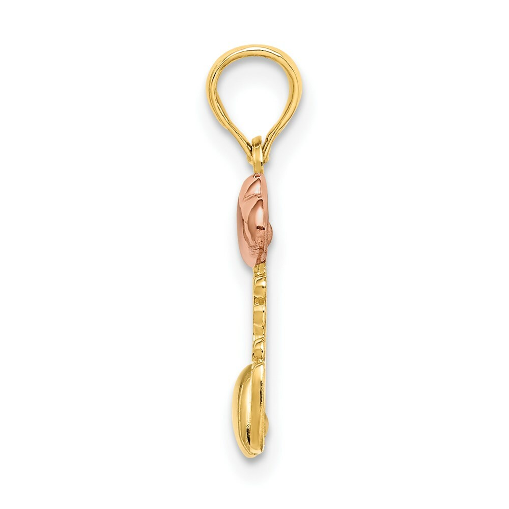 14K Two-tone Yellow & Rose Gold I Love YOU With Hearts Charm Pendant