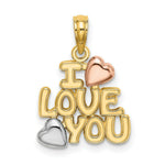 Load image into Gallery viewer, 14K Two-tone Yellow &amp; Rose Gold I Love YOU With Hearts Charm Pendant
