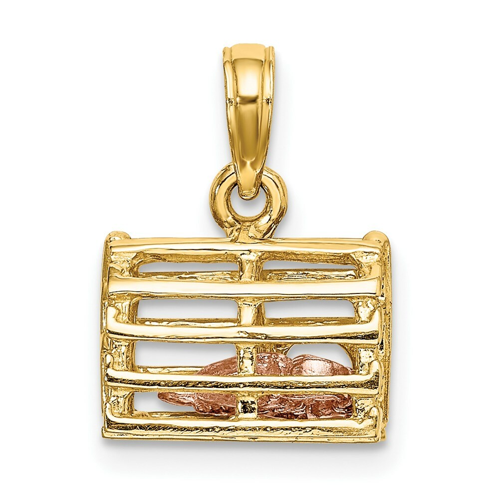 14K Two-Tone Gold Moveable 3-D Lobster In Trap