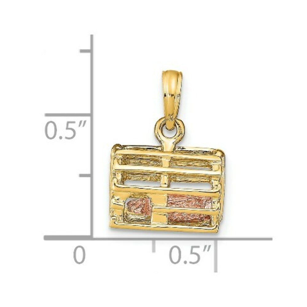 14K Two-Tone Gold Moveable 3-D Lobster In Trap