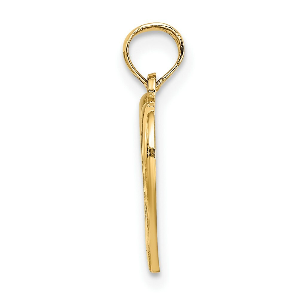 14k Yellow Gold and White Rhodium RN Inside Double Hearts Charm Pendant