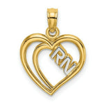 Load image into Gallery viewer, 14k Yellow Gold and White Rhodium RN Inside Double Hearts Charm Pendant
