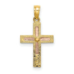 Load image into Gallery viewer, 14K Two-tone Gold Polished Cross Charm Pendant

