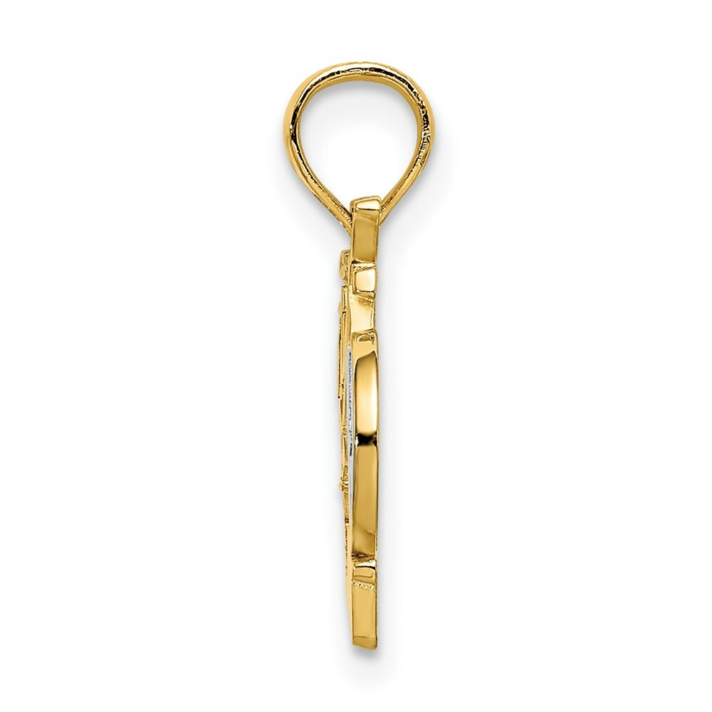 14k Yellow Gold and White Rhodium OCEAN CITY, NJ Under Bicycle Charm Pendant
