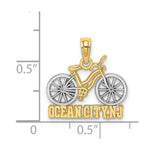 Load image into Gallery viewer, 14k Yellow Gold and White Rhodium OCEAN CITY, NJ Under Bicycle Charm Pendant

