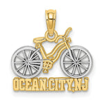 Load image into Gallery viewer, 14k Yellow Gold and White Rhodium OCEAN CITY, NJ Under Bicycle Charm Pendant
