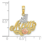 Load image into Gallery viewer, 14K Two-tone Yellow &amp; Rose Gold With #1 MOM With Flower Charm Pendant
