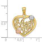 Load image into Gallery viewer, 14K Yellow and Rose Gold I Love YOU Heart With Flowers Charm Pendant
