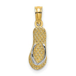 Load image into Gallery viewer, 14K Yellow Gold with White Rhodium HAWAII SINGLE FLIP-FLOP Charm Pendant
