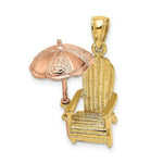 Load image into Gallery viewer, 14K Rose And Yellow Gold 3-D Beach Chair With Umbrella Charm Pendant
