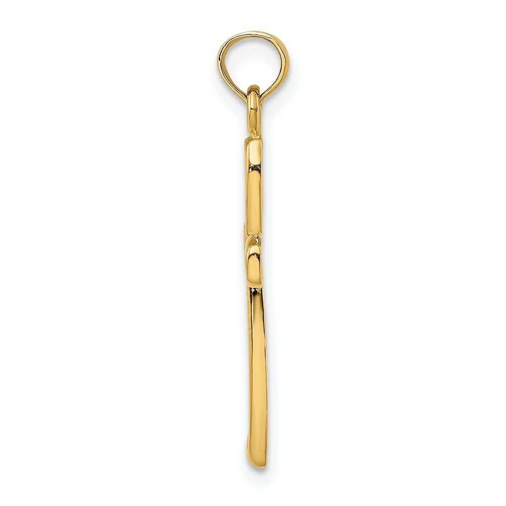 14K Yellow Gold with White Rhodium Filigree Cross Charm Pendant