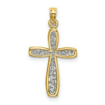 Load image into Gallery viewer, 14K Yellow Gold with White Rhodium Filigree Cross Charm Pendant
