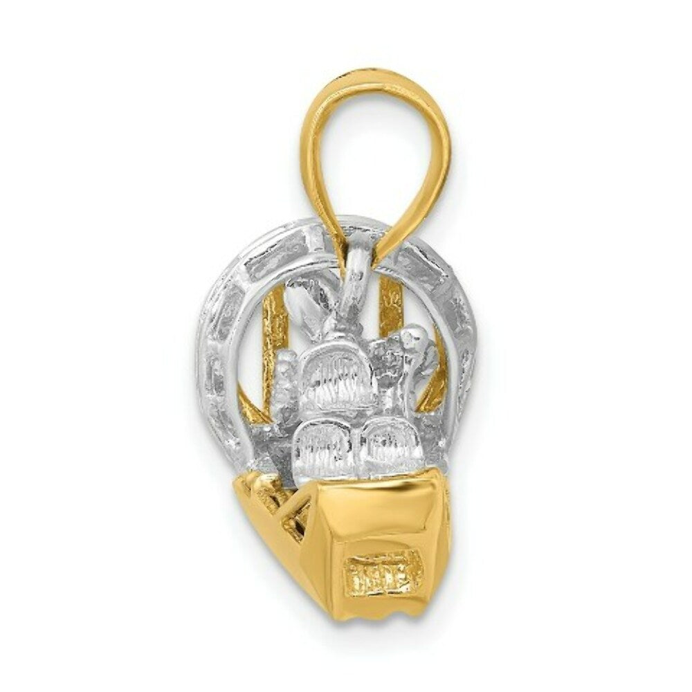 14K Two-tone Gold 3-D Airboat Charm Pendant