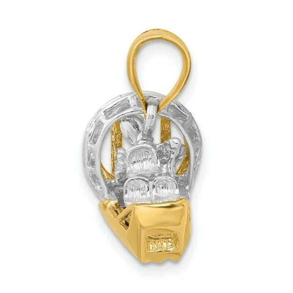 14K Two-tone Gold 3-D Airboat Charm Pendant