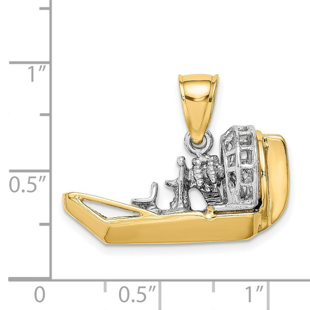 14K Two-tone Gold 3-D Airboat Charm Pendant