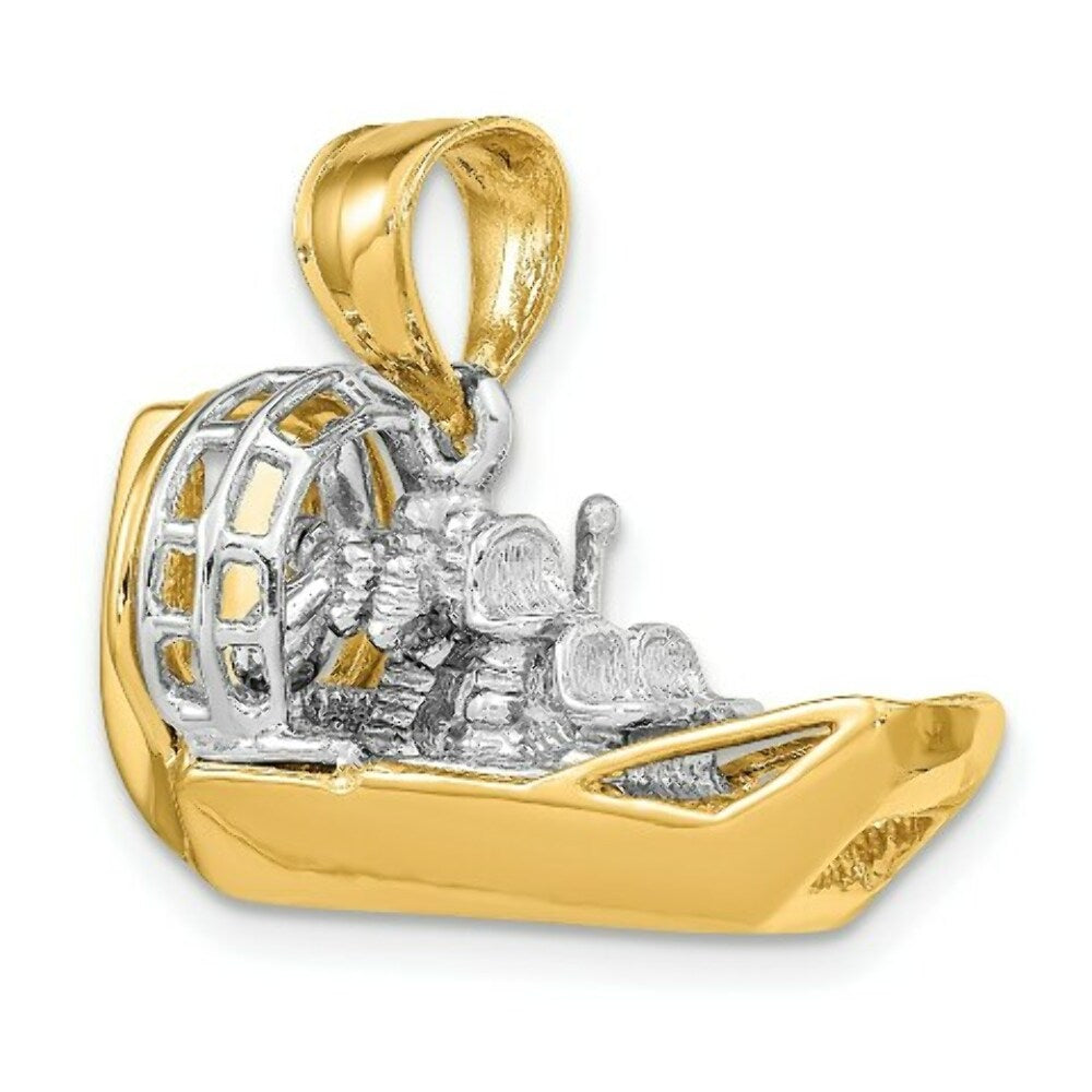14K Two-tone Gold 3-D Airboat Charm Pendant