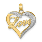 Load image into Gallery viewer, 14K Yellow Gold with White Rhodium with Diamond-cut Heart With Love Inside Charm Pendant

