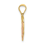 Load image into Gallery viewer, 14K Two-tone Yellow &amp; Rose Gold AMOR in Heart With Doves Charm Pendant
