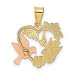 Load image into Gallery viewer, 14K Two-tone Yellow &amp; Rose Gold AMOR in Heart With Doves Charm Pendant
