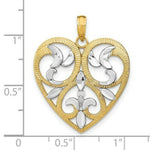 Load image into Gallery viewer, 14K Yellow Gold with White Rhodium Textured Heart Charm Pendant
