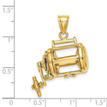 Load image into Gallery viewer, 14K Yellow Gold RH Moveable 3-D Fishing Reel Charm Pendant
