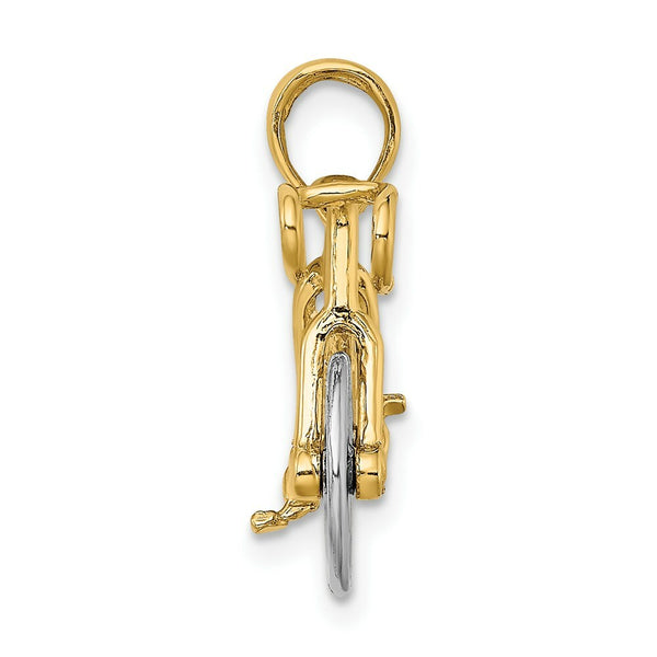 14K Two-tone Gold 3-D Ten Speed Bicycle Charm Pendant
