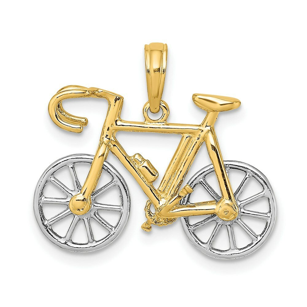 14K Two-tone Gold 3-D Ten Speed Bicycle Charm Pendant