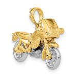 Load image into Gallery viewer, 14K Two-tone Gold 3-D Moveable Motorcycle Charm Pendant
