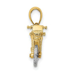 Load image into Gallery viewer, 14K Two-tone Gold 3-D Dirt Bike Motorcycle Charm Pendant
