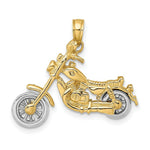 Load image into Gallery viewer, 14K Two-tone Gold 3-D Moveable Motorcycle Charm Pendant
