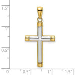 Load image into Gallery viewer, 14K Yellow Gold with White Rhodium Polished Tubular Cross Charm Pendant
