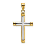Load image into Gallery viewer, 14K Yellow Gold with White Rhodium Polished Tubular Cross Charm Pendant
