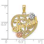 Load image into Gallery viewer, 14K Tri-Color Gold Special On Heart With Flower Charm Pendant
