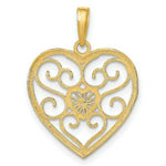 Load image into Gallery viewer, 14K Yellow Gold with White Rhodium Filigree Beaded Heart Charm Pendant
