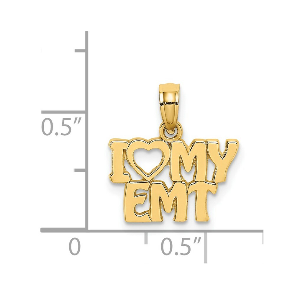 14K Yellow Gold I Love My EMT Charm Pendant
