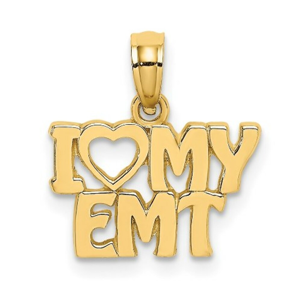 14K Yellow Gold I Love My EMT Charm Pendant