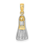 Load image into Gallery viewer, 14k Yellow Gold and White Rhodiumodium 3-D Scuba Flipper Charm Pendant
