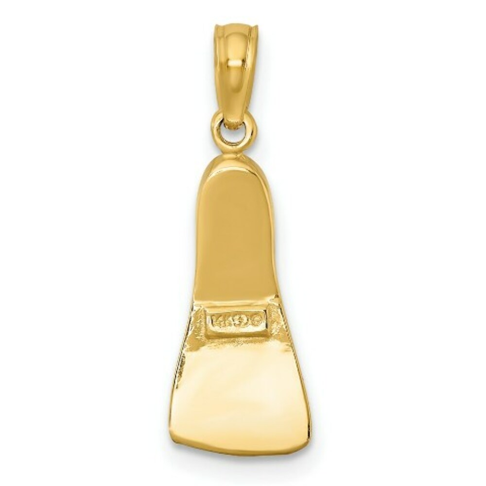14k Yellow Gold and White Rhodiumodium 3-D Scuba Flipper Charm Pendant