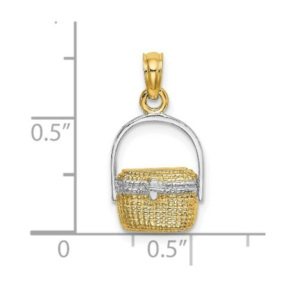 14K Yellow Gold with White Rhodium with 2-D Nantucket Basket Charm Pendant
