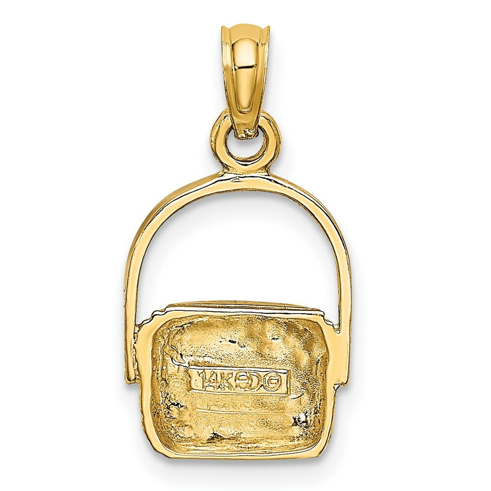 14K Yellow Gold with White Rhodium with 2-D Nantucket Basket Charm Pendant