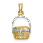Load image into Gallery viewer, 14K Yellow Gold with White Rhodium with 2-D Nantucket Basket Charm Pendant
