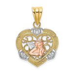 Load image into Gallery viewer, 14K Tri-Color Gold Angel In Heart Charm Pendant
