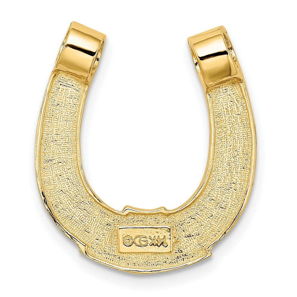 14K Yellow Gold with White Rhodium Horseshoe Charm Pendant