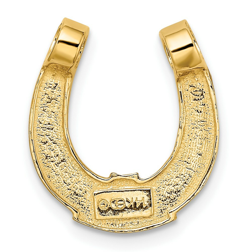 14K Yellow Gold with White Rhodium Horseshoe Charm Pendant