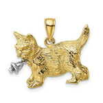Load image into Gallery viewer, 14K Two-tone Gold Dangling Bell Cat Charm Pendant
