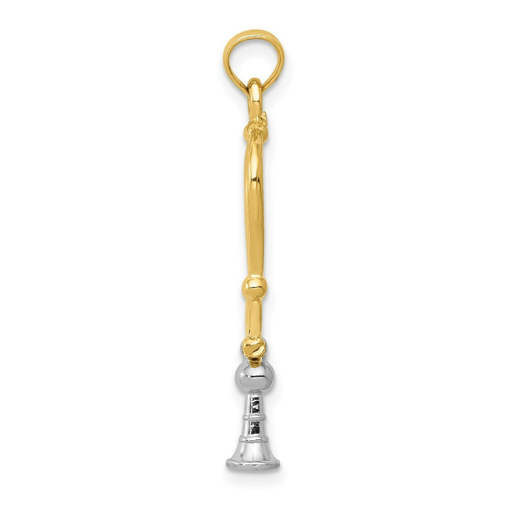 14K Two-tone Gold 3-D Stethoscope Pendant