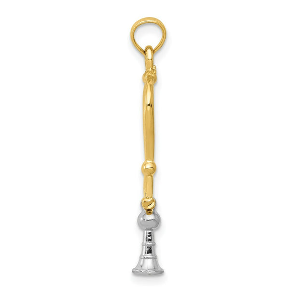 14K Two-tone Gold 3-D Stethoscope Pendant