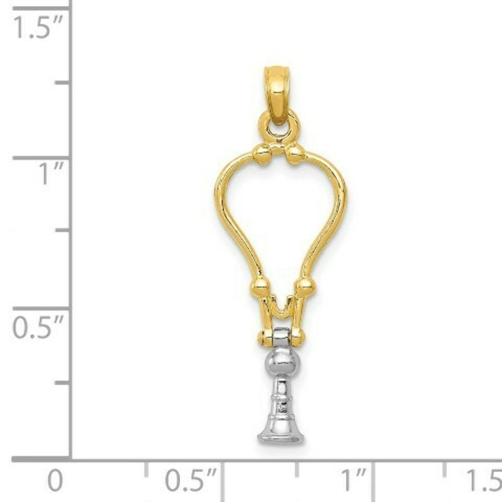 14K Two-tone Gold 3-D Stethoscope Pendant
