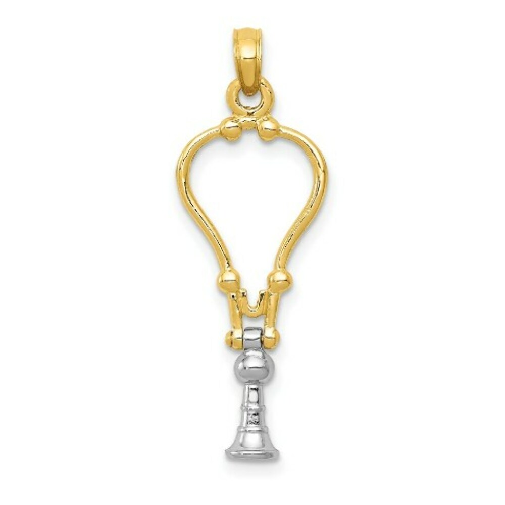 14K Two-tone Gold 3-D Stethoscope Pendant
