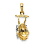 Load image into Gallery viewer, 14K Two-tone Gold 3-D Baby Stroller With Moveable Wheels Charm Pendant
